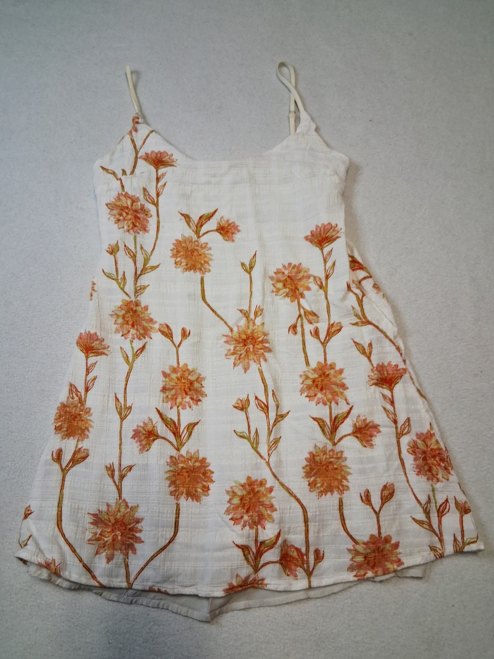 Kimchi Blue White Floral Top With Spagetti Strap Orange Flowers
